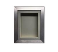 Handmade 3D Shadow Box Frame: 2" Deep Memory Box With Grey Mount -Silver Frame/10 X 8 Inches
