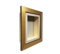 Handmade 4" Deep Shadow Box Frame: Grey Mount Memory Box -Gold Frame/10 X 8 Inches