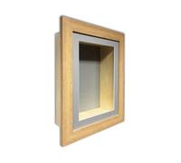 Handmade 4" Deep Shadow Box Frame: Grey Mount Memory Box -Oak Frame/10 X 8 Inches