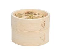 Handmade 4 inch Bamboo Steamer Basket with Lid Multi-use Traditional Dumpling Food Steamer for Cooking Vegetables, Dim sum, Bao Buns, Fish Meat (4inch - 1 tier)