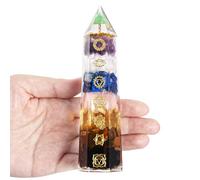 Handmade 7 Chakra Crystal Wand with Natural Gemstone Chips | Tree of Life Symbol | Decorative Display for Home, Desk & Meditation Room