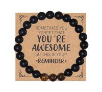 Handmade 8mm Beads Natural Stone Adjustable Bracelet You're Awesome'' with Message Card Cool Inspirational Bangle Jewelry Meaningful Gifts for Women, metal, beads