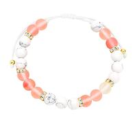 Handmade 8mm Stone Bead and cubic zirconia stone Braided Rope Bracelet for WomenGirls, Adjustable Bracelet for mothers sisters best friends wives colleagues classmates Best Friend Bracelet Gift Y3703