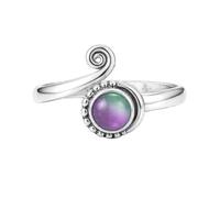 Handmade 925 Sterling Silver Boho Fluorite Cabochon, Vintage-Inspired Spiral Statement Ring for Her R-1957AR_Y 1/2