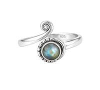 Handmade 925 Sterling Silver Boho Labradorite Cabochon, Vintage-Inspired Spiral Statement Ring for Her R-1957AI_V