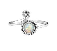 Handmade 925 Sterling Silver Boho Opal Cabochon, Vintage-Inspired Spiral Statement Ring for Her R-1957AS_S