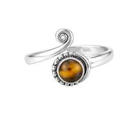 Handmade 925 Sterling Silver Boho Tiger Eye Cabochon, Vintage-Inspired Spiral Statement Ring for Her R-1957AK_J 1/2
