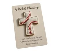 Handmade A Pocket Blessing - Baseball Cross Edition, Christian Sports Gift with Inspiring Card for Christian Athletes, Inspirational Sports Ministry Cards for Teams & Youth Group(1pack)