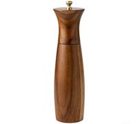 Handmade Acacia Wood Pepper Grinder, Adjustable Manual Salt Mill for Kitchen Spices, Ergonomic Solid Seasoning Grinder Wide Mouth