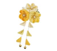 Handmade Accessory Flower Cloth Hair for Hanfu and Kimono | Delicate Yellow Design, Traditional Style for Female, Special Holiday Use, Chinese Dress Matching