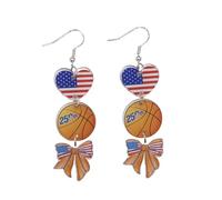 Handmade Acrylic 250th Anniversary Independence Day Dangle Earrings Resin Red White Blue 4th of July Heart Bowknot Patriotic Earrings for Women USA 250th Anniversary Celebration Jewelry Gifts, Acrylic