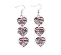 Handmade Acrylic 250th Anniversary Independence Day Dangle Earrings Resin Red White Blue 4th of July Heart Bowknot Patriotic Earrings for Women USA 250th Anniversary Celebration Jewelry Gifts, Acrylic