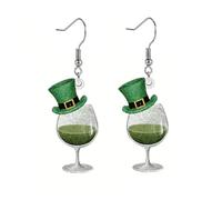 Handmade Acrylic St. Patrick's Day Hat Beer Mug Dangle Earrings Cute Cartoon Green Gnome Cat Dog Cow Animal Earring Lucky Clover Irish Shamrock Statemrnt for Women Holiday Lucky Jewelry Gifts, Acrylic