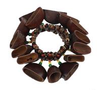 Handmade African Shell Ankle Rattles, Natural Dola Nut Percussion Instrument With Wooden for RING For Drumming Dance Music Performance, 48-78mm