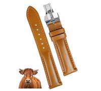 Handmade Alligator Leather Watch Strap for Men Quick Release with Replacement Ostrich Stripe Buckles Silver Buckles 18mm 19mm 20mm 21mm 22mm 24mm, Classic Brown - Silver Buckle, 19mm, Vintage