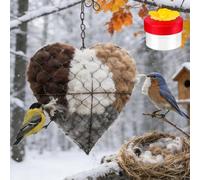 Handmade Alpaca Fiber Bird Nesting Heart, 2026 New Bird Nesting Material Holder with 1 Heart Shape Hummingbird Nesting & 2 Bags Alpaca Fiber, Winter Tree Shelter Gift for Wild Birds Lovers (1PC)