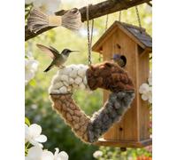 Handmade Alpaca Fiber Bird Nesting Heart for Outdoor Garden,Refillable Birds Hearts Shape Hummingbird Nest Box Material Kit,Natural Holder for Outside,Handwoven Yard Art Wild Winter Haven (Styles 1)