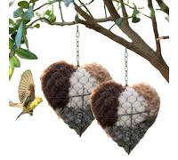 Handmade Alpaca Fiber Bird Nesting Heart - Refillable Alpaca Fiber Haven with Nesting Material for Hummingbirds & Wild Birds, Winter Tree Shelter for Wild Birds, Gifts for Hummingbirds Lovers