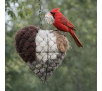Handmade Alpaca Fiber Bird Nesting Heart, Refillable Bird Nesting Material, The Heart Of Nature: Wild Birds Nestings Helper, Hummingbird Nest Boxes Holder For Outside, Birds Shelter For Garden(1pc)