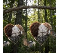Handmade Alpaca Fiber Bird Nesting Heart, Refillable Birds Haven Heart-Shaped Hummingbird Nest with Nesting Material, Winter Tree Shelter for Wild Birds, Gifts for Hummingbirds Lovers (1PCS) (2PCS)