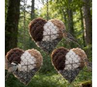 Handmade Alpaca Fiber Bird Nesting Heart, Refillable Birds Haven Heart-Shaped Hummingbird Nest with Nesting Material, Winter Tree Shelter for Wild Birds, Gifts for Hummingbirds Lovers (1PCS) (3PCS)