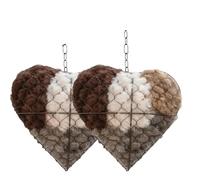 Handmade Alpaca Fiber Bird Nesting Heart, Refillable Heart Shaped Bird Nest, Handmade Metal Bird Nesting Heart Outdoor Yard Art, For Hummingbird & Small Bird Lovers Garden Yard (2PCS)