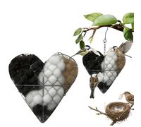 Handmade Alpaca Fiber Bird Nesting Heart, Refillable Natural Wool Birds Nests Material Holder, Hummingbird Nest Boxes for Outside, Cute Nester Houses Design, Outdoor Garden Art Birdhouse Gift