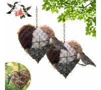 Handmade Alpaca Fiber Bird Nesting Heart - Refillable Natural Wool Nesting Material Holder, 8-Inch Outdoor Hummingbird Shelter & Garden Birdhouse Gift for Bird Lovers (2PCS)