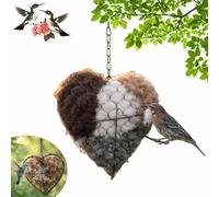 Handmade Alpaca Fiber Bird Nesting Heart - Refillable Natural Wool Nesting Material Holder, 8-Inch Outdoor Hummingbird Shelter & Garden Birdhouse Gift for Bird Lovers (1PCS)