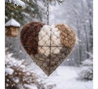 Handmade Alpaca Fiber Bird Nesting Heart, Refillable Nature Wool Bird Nesting Material Box, Starter Hummingbird Houses Alpaca Wool Birds House, Outdoor Yard Art Hummingbird Heart Nester Houses