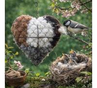 Handmade Alpaca Fiber Bird Nesting Heart, Refillable Nature Wool Material House Winter Shelter, Bird Nests Material Holder With Nest Materials For Outside,Wild Winter Tree Shelter&Nester House Design