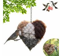 Handmade Alpaca Fiber Bird Nesting Heart,Refillable Nature Wool Material House Winter Shelter,Starter Hummingbird Houses Nester with 2 Bags Nest Materials,Garden Art Birdhouse Outside Gifts(1PC)
