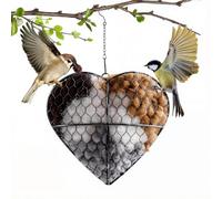 Handmade Alpaca Fiber Bird Nesting Heart, Refillable Nature Wool Material House Winter Shelter, Starter Hummingbird Houses Nester for Birds Lovers Gift