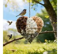 Handmade Alpaca Fiber Bird Nesting Heart, Refillable Nesting Material for Wild Birds & Hummingbirds, Soft Nesting Supplies for Bird Lovers (1pcs)