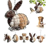 Handmade Alpaca Fiber Bird Nesting Heart - Refillable Nesting Material Holder & Dual-Season Outdoor Shelter for Hummingbirds & Wild Birds, Garden Yard Decor & Bird Lover Gift (A)