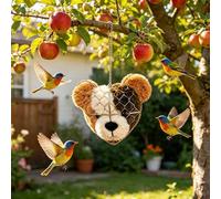 Handmade Alpaca Fibre Bird Nesting Heart, Natural Material, Dual-Season Outdoor Shelter, Ready to Hang, for Garden Birds (E)