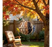 Handmade Alpaca Fibre Bird Nesting Heart, Natural Material, Dual-Season Outdoor Shelter, Ready to Hang, for Garden Birds (N)