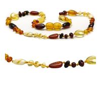 Handmade Amber Necklace - Genuine Natural Amber Jewellery for Women, Men & Teenagers - Unisex Necklace, Baltic Sea Amber, Gift Idea, Lucky Charm, Gemstone Necklace, 42 cm, amber, Amber
