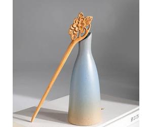 Handmade Ancient Chinese Japanese Wood Hair Sticks Chopsticks Wooden Vintage Retro Carved Long Fork Pen Shawl Pins Sticks Hairpins Clips Hair Styling Pins Accessories