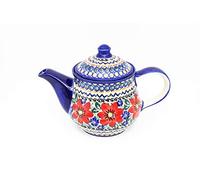 Handmade and Hand Painted Unikat Art Polish Pottery Teapot (1.3l) Imogen Pattern