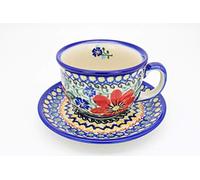 Handmade and Hand Painted Unikat Art Tea/Coffee Cup & Saucer (0.2l) Imogen Pattern