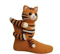 Handmade Animal Character Socks, Crochet Knit Floor Socks, Novelty Design Collection with Dinosaur, Panda, Cat, Sloth Patterns (11)