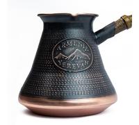 Handmade Armenian Coffee Pot 21 Fl Oz - Copper Jazva Ararat - Turkish Arabic Greek Cezve Jezve Ibrik Turka Jazve Maker - wooden handle - (7 cup (21 US fl.oz))