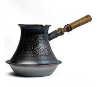 Handmade Armenian Coffee Pot Maker 9.1 Fl Oz Copper Jazva Ararat Turkish Arabic Greek Cezve Jezve Ibrik Turka Jazve Wooden Handle (3 Cup (9 US fl.oz))