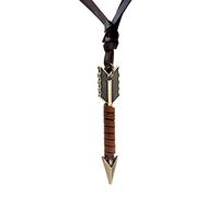 Handmade Arrow Leather Necklace, Vintage Ethnic Style Arrowhead Pendant Leather Rope Neckalce for Men Women Boho Distressed Jewelry, Brass, metal
