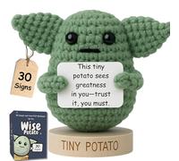 Handmade Baby Yoda Positive Crochet with 30 Fun Affirmations - Funny Friendship Gift for Christmas, Inspirational Birthday Gifts for Women Men | Birthday Gift Idea for Women Friends, BFF, Coworker