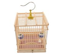 Handmade Bamboo Birdcage with Removable Tray and Hanging Hook | Rectangular Vintage Cage for Budgies, Lovebirds, and Parrots | Easy Access and Maintenance