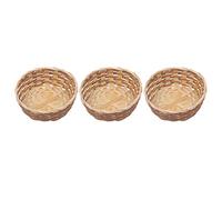 Handmade Bamboo Fruit Storage Basket EXCEART 3pcs Natural Wicker Fruit Baskets Bread Trays Storage Willow Woven Fruit Bread Serving Baskets