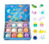 Handmade Bath Bombs for Kids - 12 Pieces Funny Bath Bombs with Toys Inside | Colorful Bubble Bathes Salt Balls with Hidden Animal Toys, Christmas Easter Present for Kids (A)