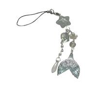Handmade Beaded Mermaids Tail Phone Charm Youthful Beaded Phone Jewelry Fish Tail Charm in Assorted Colors for Women